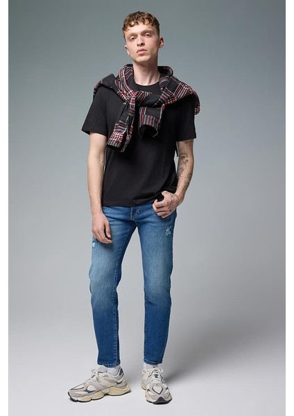 Smith Dark Blue Tapered Fit Jean Pantolon - Dark Blue