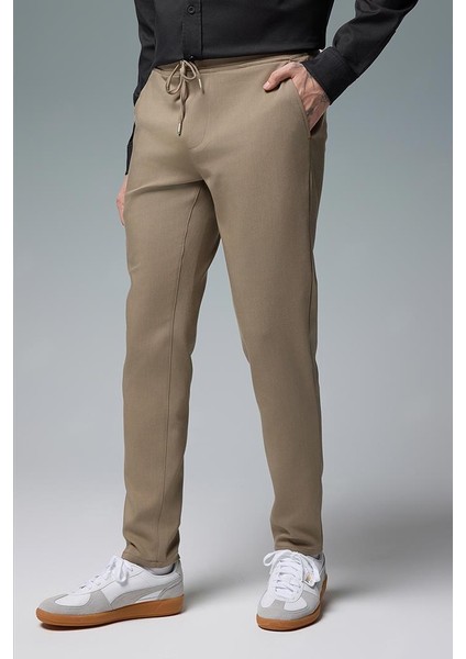 Alfred Beli Lastikli Smart Pantolon - Vizon modelleri