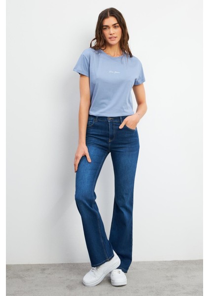 Emilie Dark Blue Bootcut Jean Pantolon - Dark Blue fiyatları
