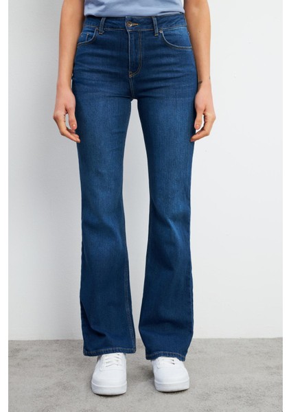 Emilie Dark Blue Bootcut Jean Pantolon - Dark Blue modelleri