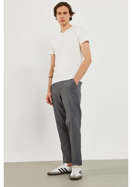 Alfred Beli Lastikli Çizgili Gofre Pantolon - Füme fiyatları