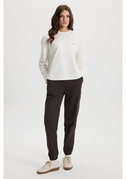 Flora Beli Lastikli Denim Pantolon(Tencel)(Tm) - Kahverengi