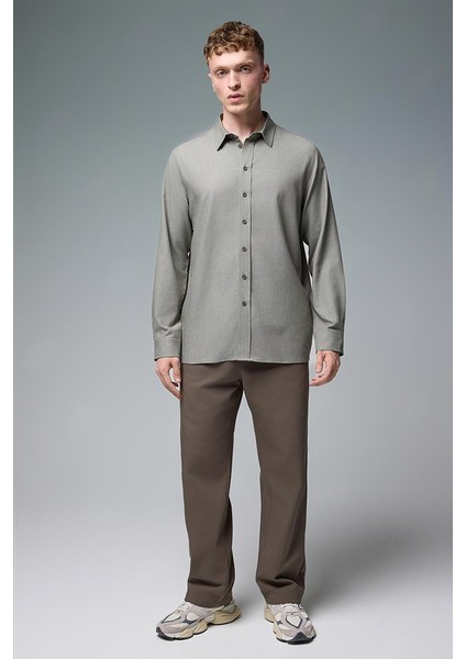 Steve Beli Lastikli Slouchy Düz Paça Smart Pantolon - Ağaç Kabuğu