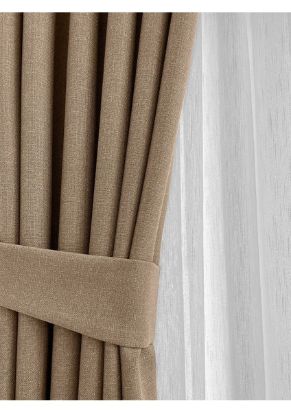 Alaska Keten Fon Perde Bej Tek Kanat (Pilesiz) fiyatları