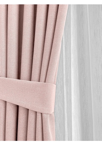 Alaska Keten Fon Perde Pudra Tek Kanat (Pilesiz) fiyatları