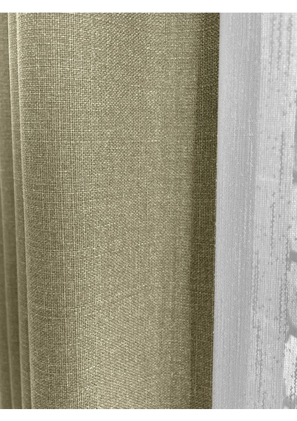 Alaska Keten Fon Perde Çağla Tek Kanat (Pilesiz)