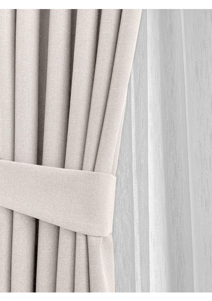 Alaska Keten Fon Perde Krem Tek Kanat (Pilesiz) fiyatları