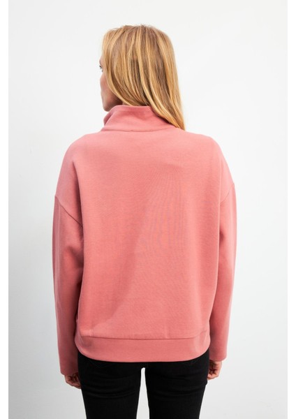 Sera Dik Yaka Sweatshirt - Gülkurusu modelleri