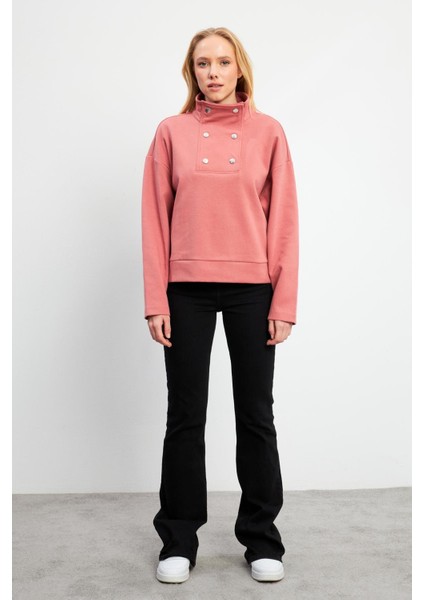 Sera Dik Yaka Sweatshirt - Gülkurusu fırsatları