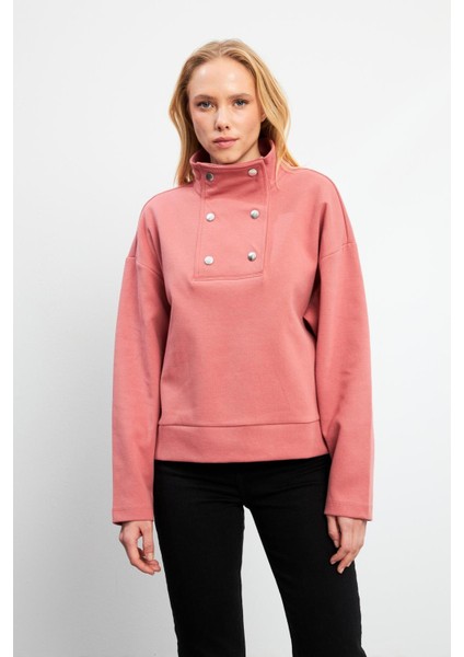 Sera Dik Yaka Sweatshirt - Gülkurusu indirimleri