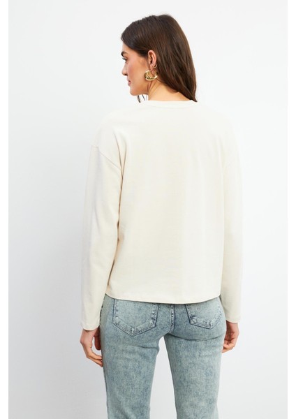 Ashley Bisiklet Yaka Uzun Kollu Tişört - Taş fiyatları