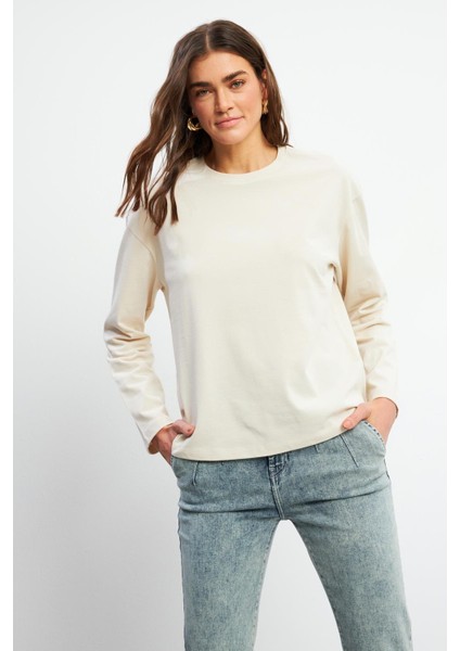 Ashley Bisiklet Yaka Uzun Kollu Tişört - Taş fırsatları