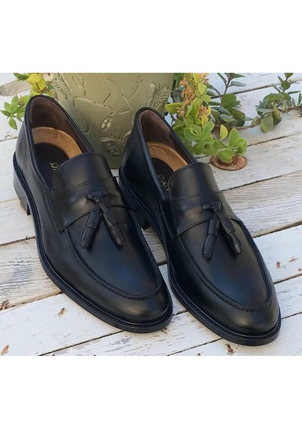 D-182 Ekek Deri Kösele Taban Püsküllü Klasik Loafer Premium Ayakkabı fırsatları