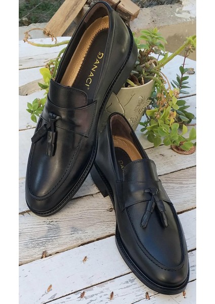 D-182 Ekek Deri Kösele Taban Püsküllü Klasik Loafer Premium Ayakkabı indirimleri