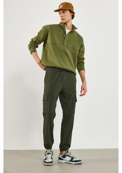 Felix Paçası Lastikli Kargo Cepli Paraşüt Jogger Pantolon - Haki