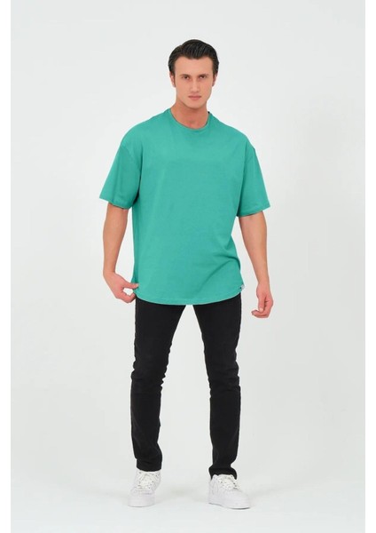 x Serüven Organik Pamuk Erkek Düz Mint Tişört Regular Fit / Normal Kesim