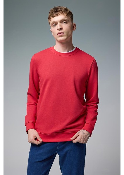Rich Bisiklet Yaka Regular Fit 3 Iplik Sweatshirt - Vişne fiyatları