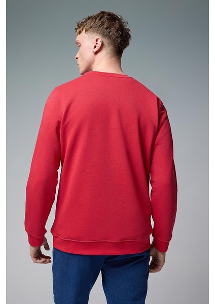 Rich Bisiklet Yaka Regular Fit 3 Iplik Sweatshirt - Vişne fırsatları