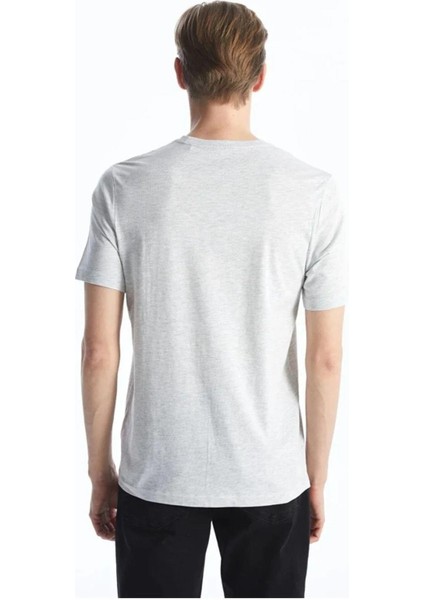 %100 Organik Pamuk Erkek Düz Gri Melanj Tişört Regular Fit / Normal Kesim fırsatları