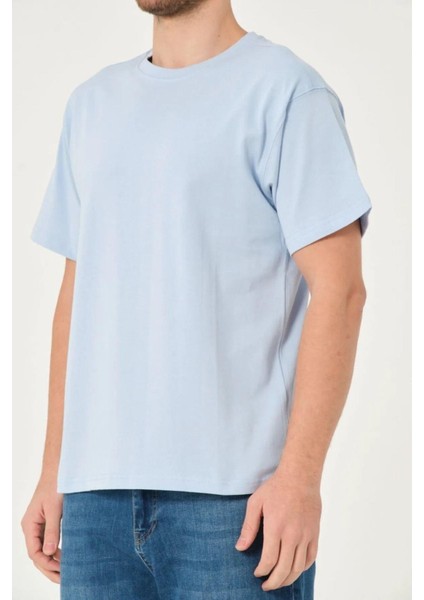 x Serüven %100 Organik Pamuk Erkek Düz Bebe Mavi Tişört Regular Fit / Normal Kesim