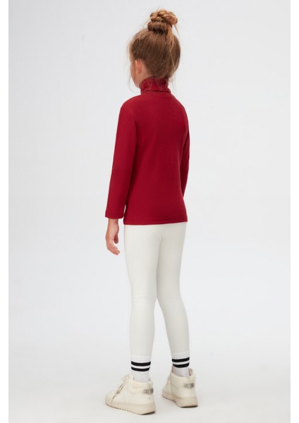 Bordo Basic Kışlık Tam Balıkçı Yaka Uzun Kollu Kız Çocuk Tişört fırsatları
