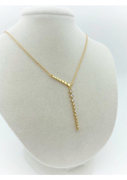 Xupıng Jewelry 14 Ayar Altın Kaplama,uzun Stil Zirkon Taşlı Kolye
