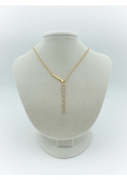 Xupıng Jewelry 14 Ayar Altın Kaplama,uzun Stil Zirkon Taşlı Kolye
