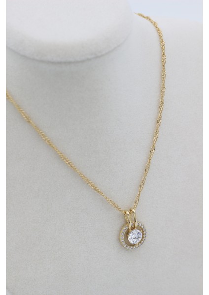 Xupıng Jewelry 14 Ayar Altın Kaplama,yuvarlak Taşlı Kolye