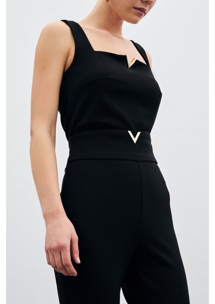 Bel Aksesuarlı Pantolon - Siyah fırsatları