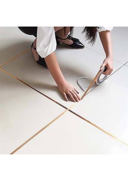 50 Metre Fayans Arası Şerit Dekoratif Yapışkan Renkli Dekor Su Geçirmez Sızdırmaz Altın Bant indirimleri