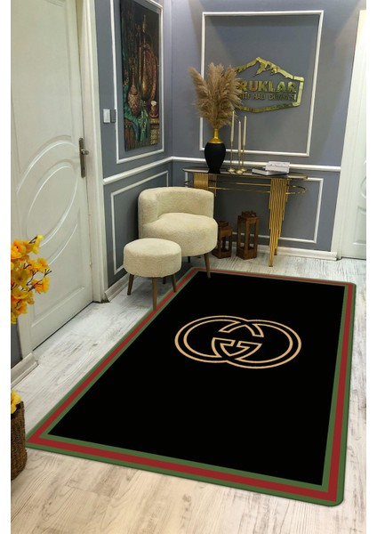 Kaymaz Taban Yıkanabilir Dijital Baskı Dekoratif Modern Desenli Lux Serisi Dot Taban Halı L13