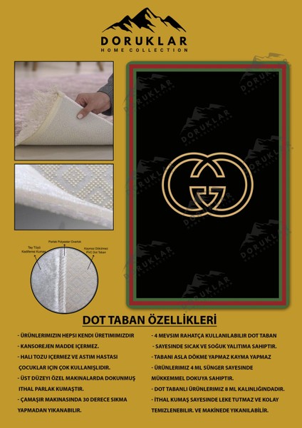 Kaymaz Taban Yıkanabilir Dijital Baskı Dekoratif Modern Desenli Lux Serisi Dot Taban Halı L13