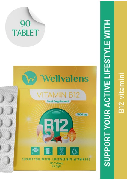 B12 Vitamin 1000 mcg Tablet – Günlük Enerji ve Destek | 90 Tablet