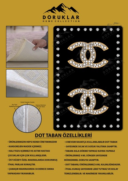 Kaymaz Taban Yıkanabilir Dijital Baskı Dekoratif Modern Desenli Lu x Serisi Dot Taban Halı L09