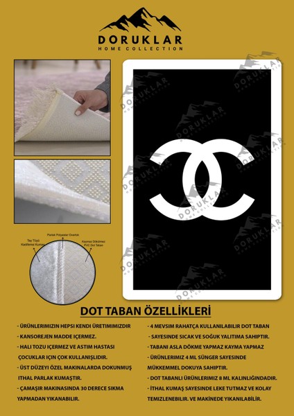 Kaymaz Taban Yıkanabilir Dijital Baskı Dekoratif Modern Desenli Lu x Serisi Dot Taban Halı L04