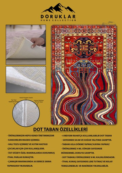 Kaymaz Taban Yıkanabilir Dijital Baskı Dekoratif Modern Desenli Lu x Serisi Dot Taban Halı L01