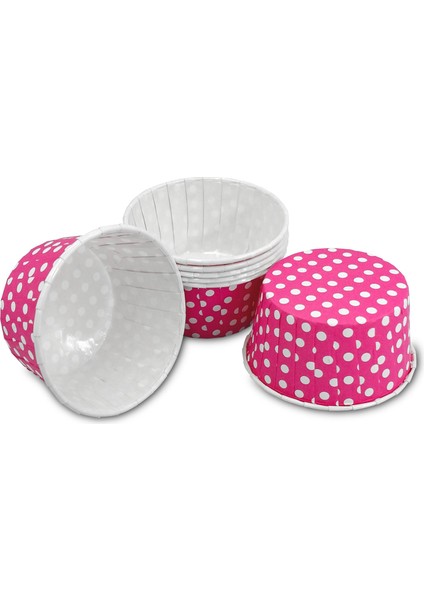 Muffin Kek Kapsülü Pembe Puantiye Büyük Boy 50'li x 5 Paket