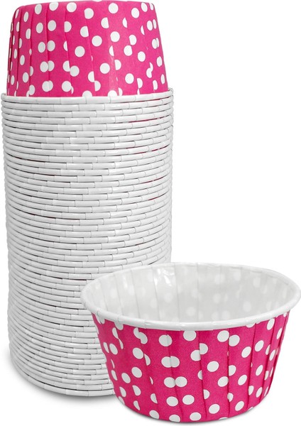 Muffin Kek Kapsülü Pembe Puantiye Büyük Boy 50'li x 5 Paket