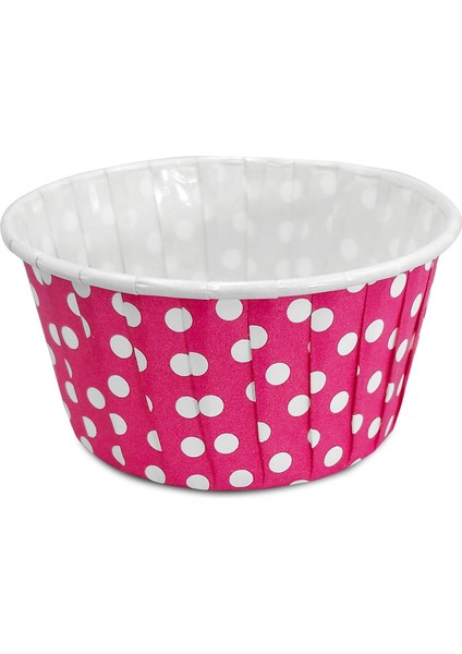 Muffin Kek Kapsülü Pembe Puantiye Büyük Boy 50'li x 5 Paket