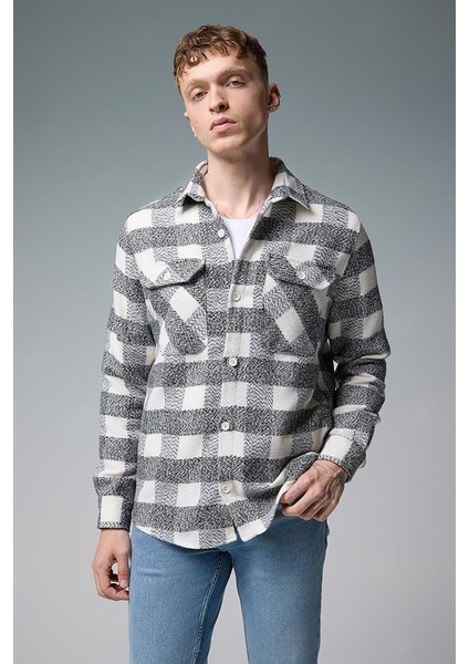Regular Fit Ekose Dış Gömlek - Siyah-Ekru fiyatları