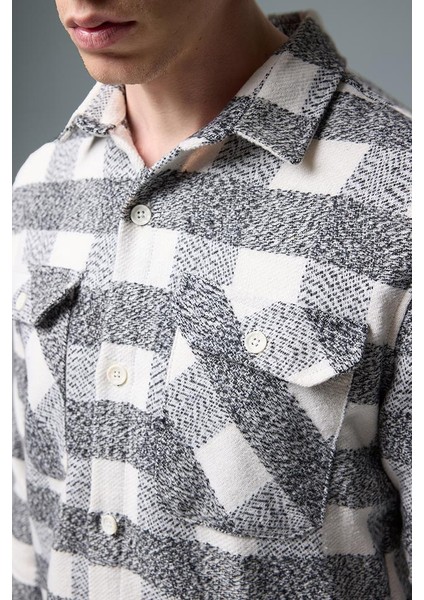 Regular Fit Ekose Dış Gömlek - Siyah-Ekru modelleri