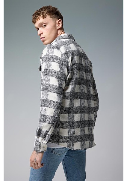 Regular Fit Ekose Dış Gömlek - Siyah-Ekru fırsatları
