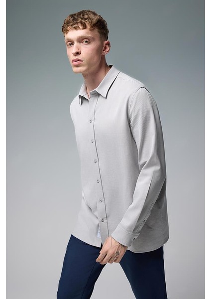 Nicolas Regular Fit Gabardin Gömlek - Gri fiyatları