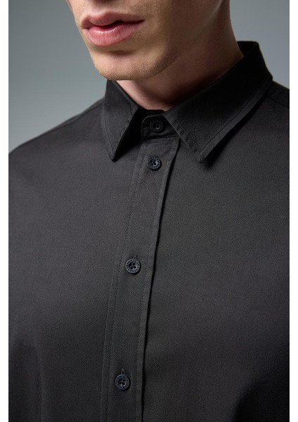 Erkek Regular Fit Gömlek(Tencel)(Tm) - Siyah modelleri