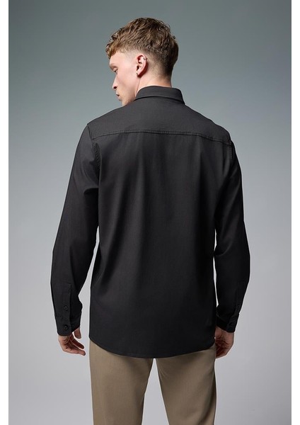 Erkek Regular Fit Gömlek(Tencel)(Tm) - Siyah fırsatları