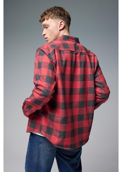 Regular Fit Ekose Flanel Gömlek - Kırmızı fırsatları