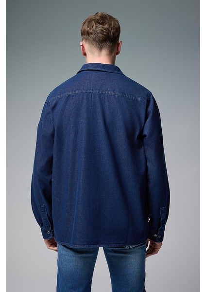 Nicolas Regular Fit Dark Blue Jean Gömlek - Dark Blue fırsatları