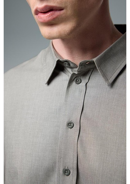 Nicolas Regular Fit Gabardin Gömlek - Haki modelleri