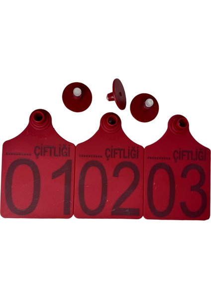 150 Adet Kırmızı Xl Büyükboy Hayvan Küpesi Pens Ucu