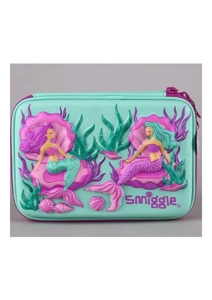 Smiggle Denizkızı Fuşya Mor Suyeşili Büyük Boy Dikdörtgen Kalemkutu